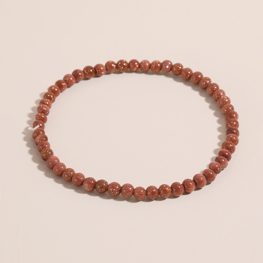 OAIITE 4mm Natural Stone Beads Bracelet