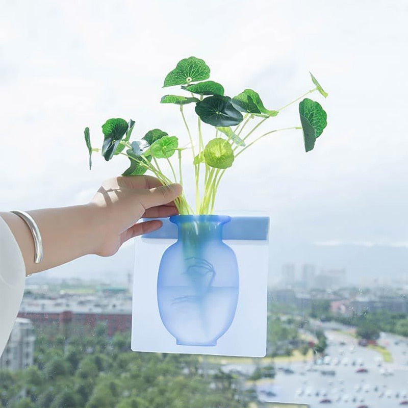 Autocollants de vase en silicone pour bouteille de fleurs à suspendre au mur