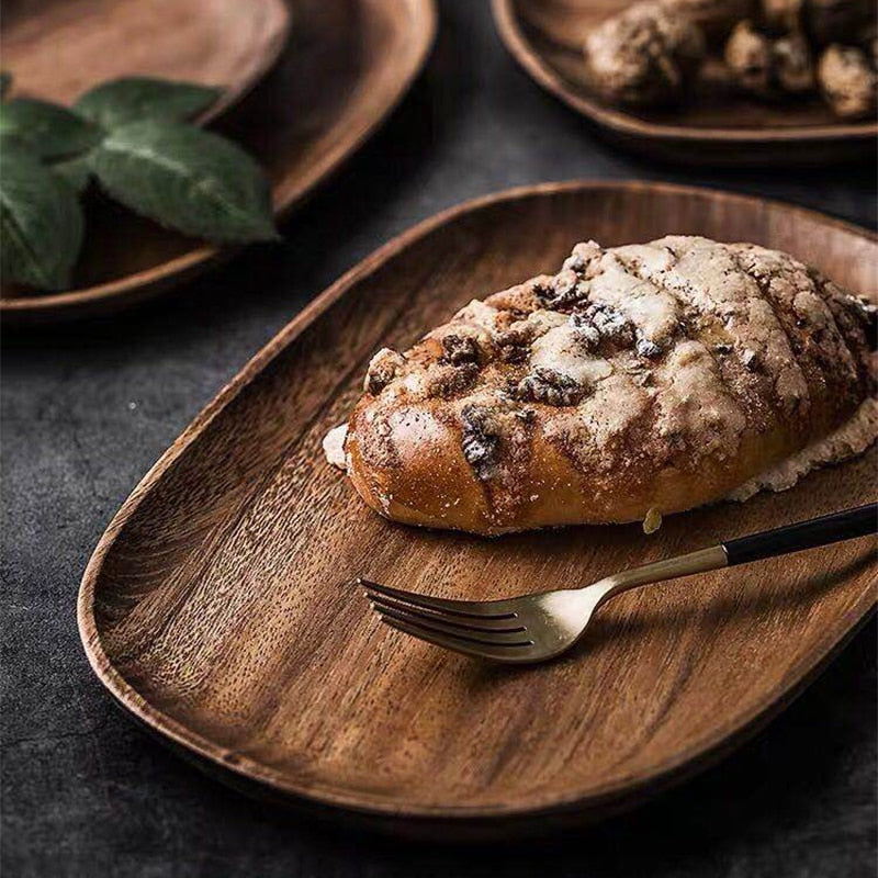 Ensemble d'assiettes en bois entier