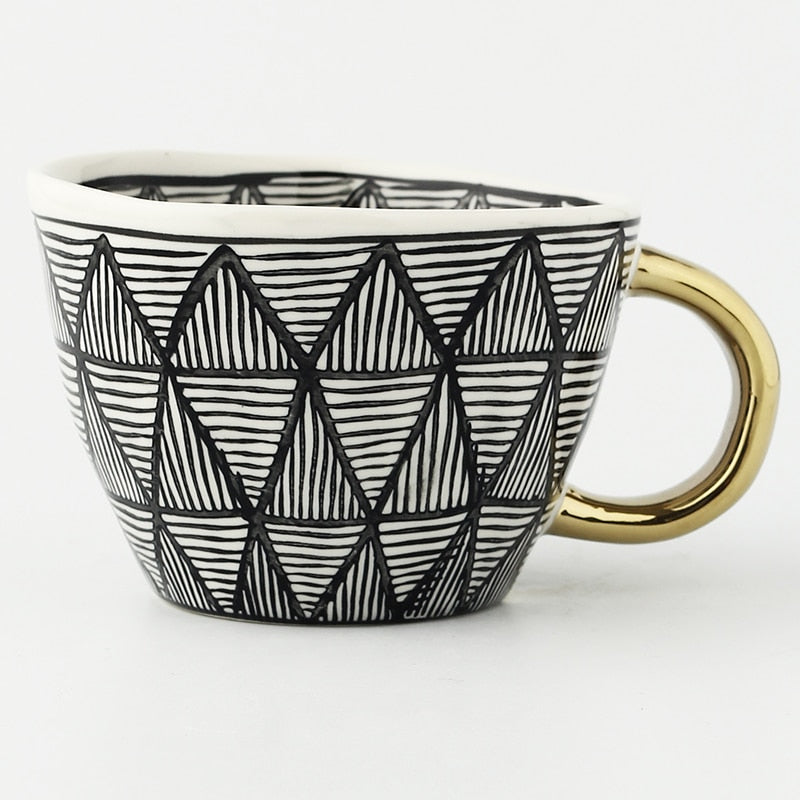 Ceramic Mugs With Gold Handle Handmade