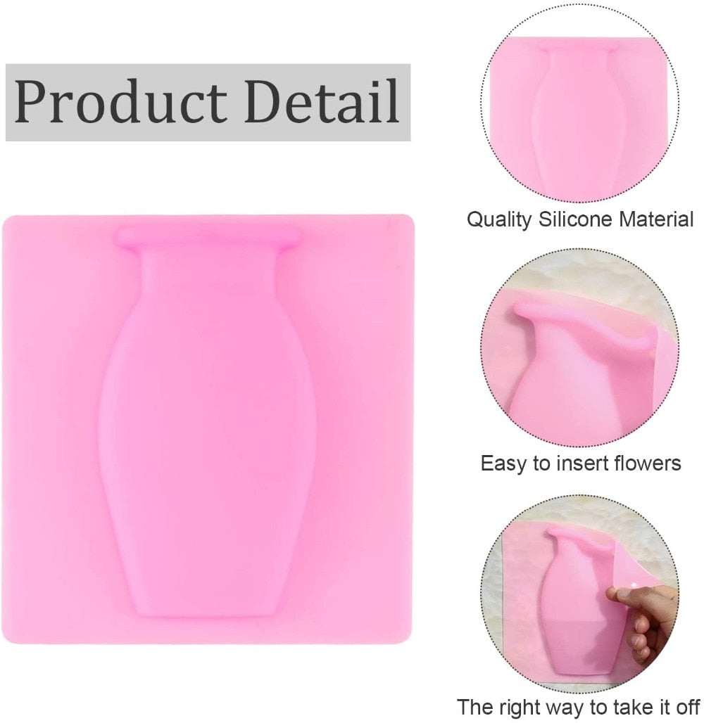 Autocollants de vase en silicone pour bouteille de fleurs à suspendre au mur