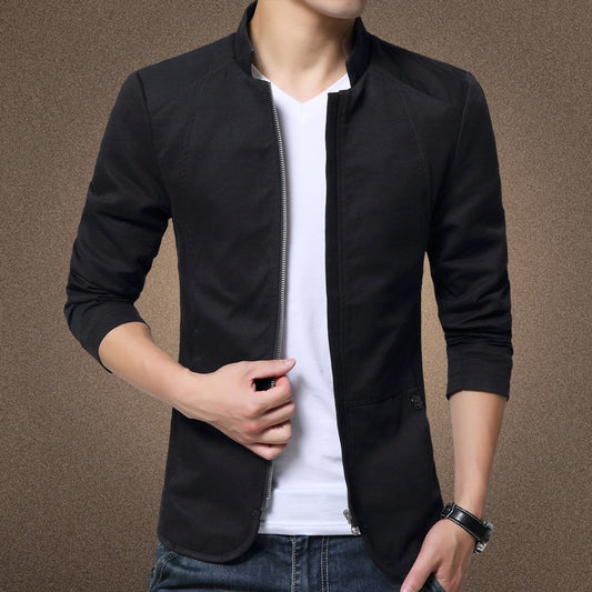 Mens Jacket Fashion Standing Collar Jacket Coat