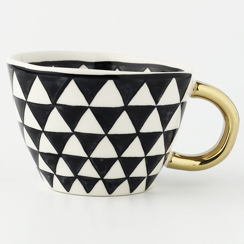 Ceramic Mugs With Gold Handle Handmade