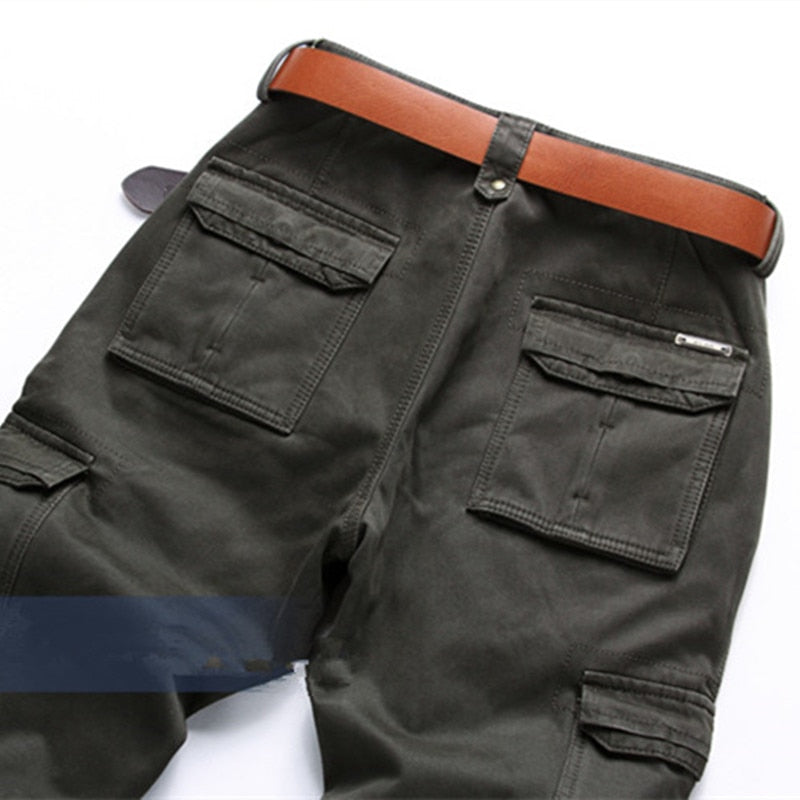 Calça cargo quente de lã com 6 bolsos