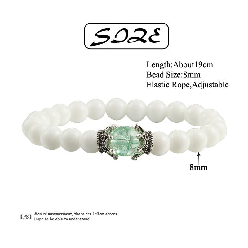 White Natural Stone Crown Beads Bracelets