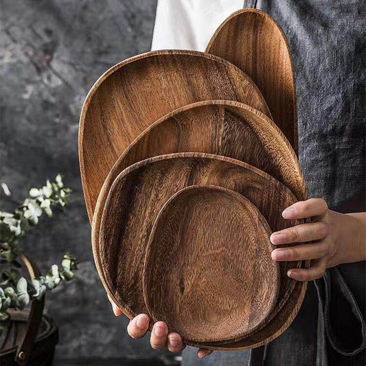 Juego de platos de madera entera