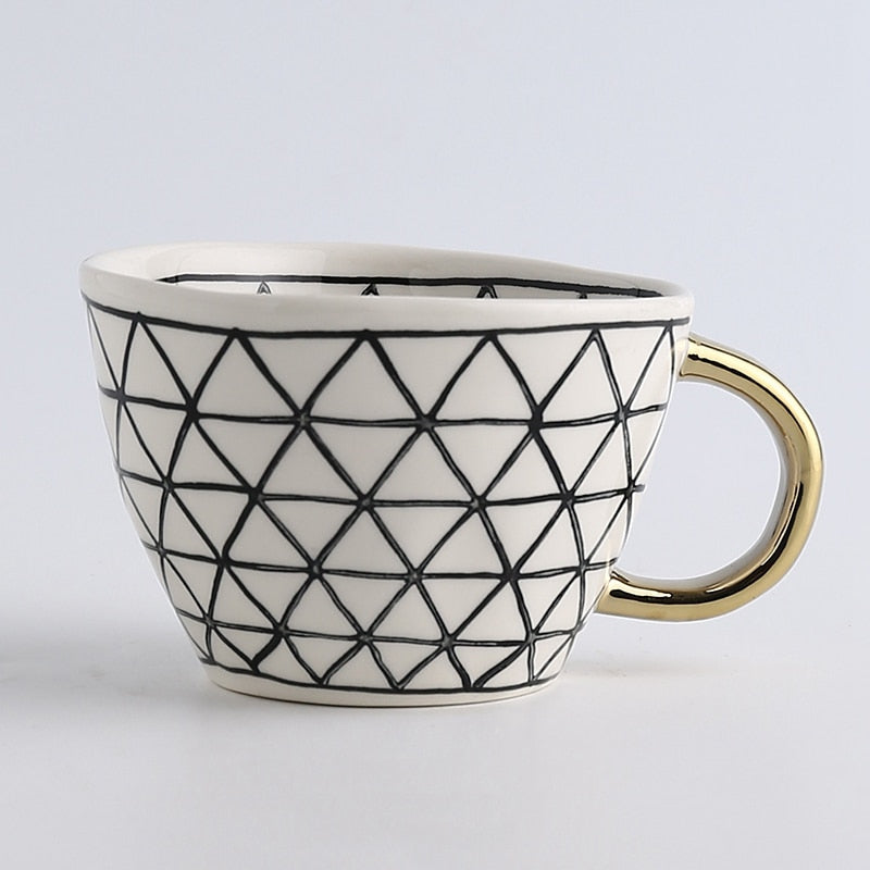 Ceramic Mugs With Gold Handle Handmade