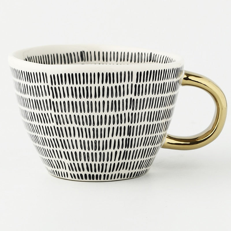 Ceramic Mugs With Gold Handle Handmade