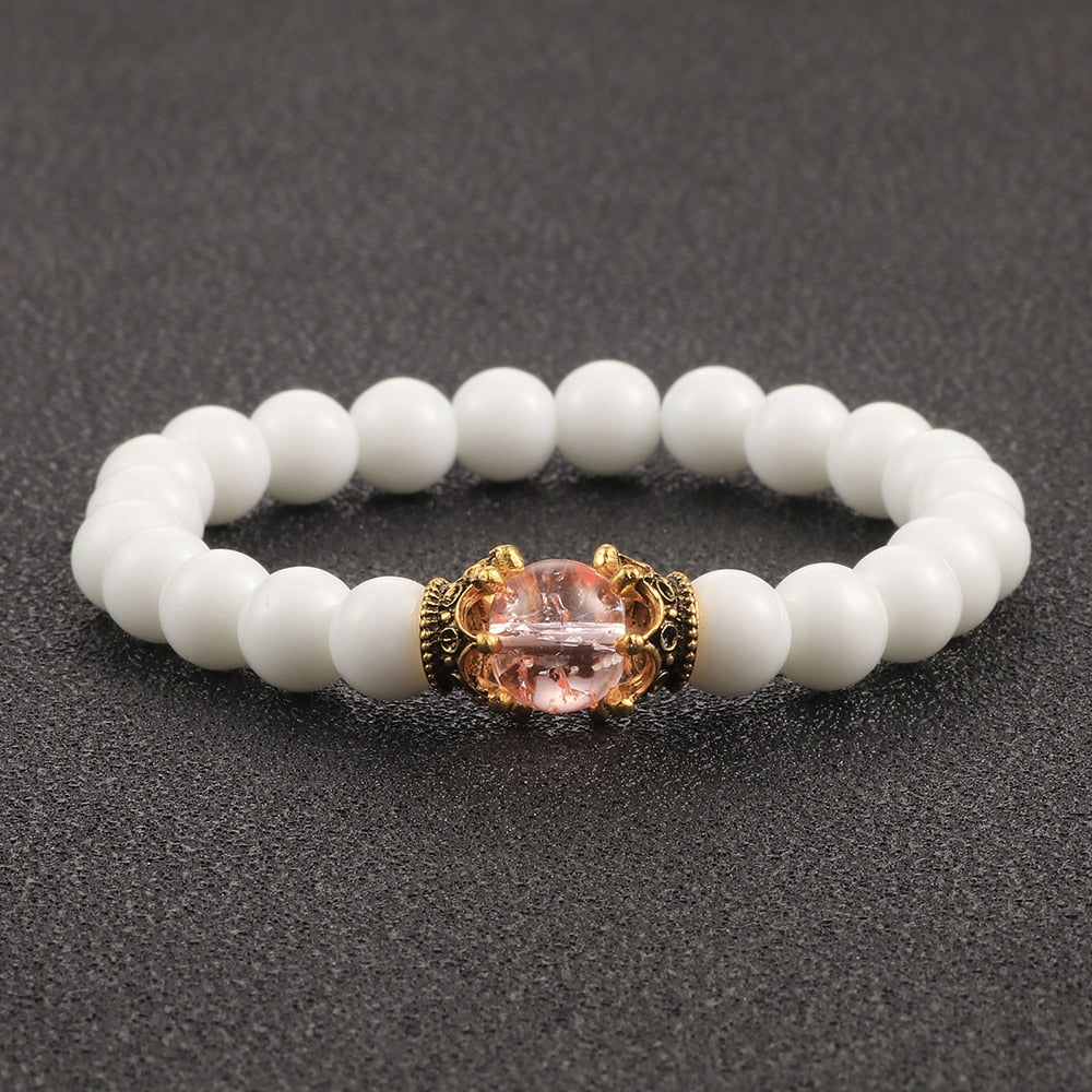 White Natural Stone Crown Beads Bracelets