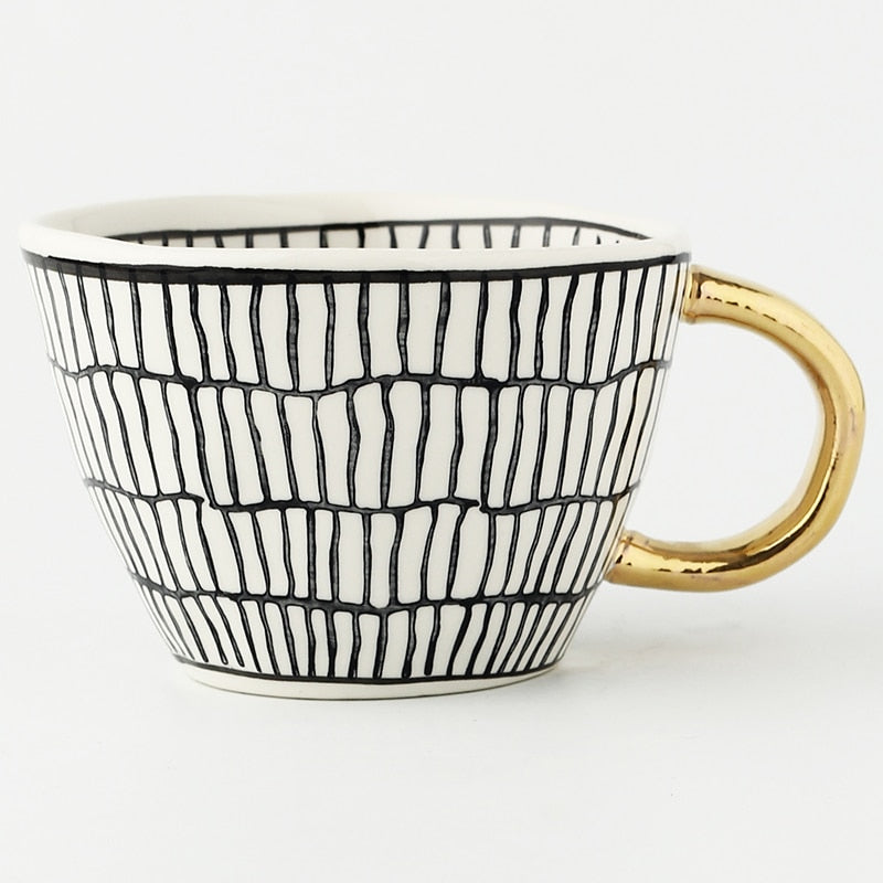 Ceramic Mugs With Gold Handle Handmade