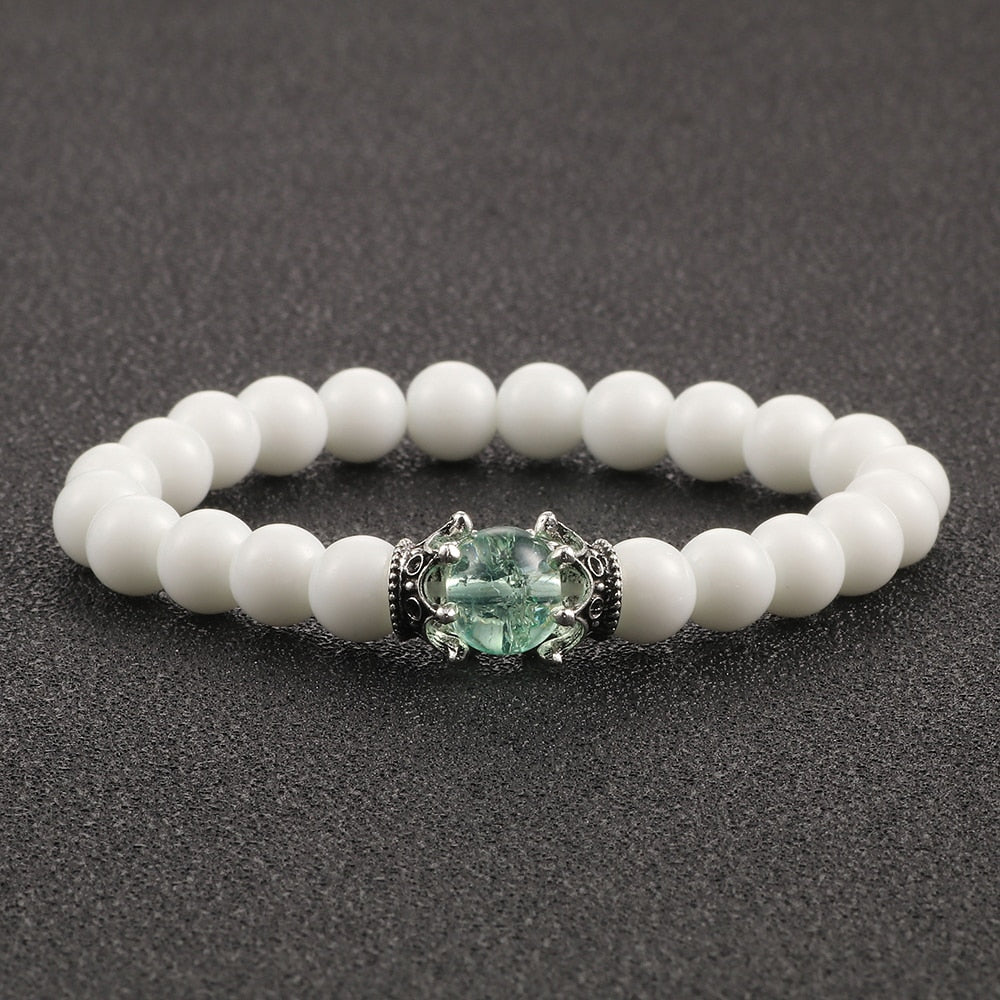 White Natural Stone Crown Beads Bracelets