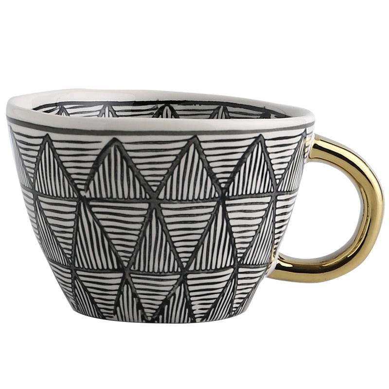 Ceramic Mugs With Gold Handle Handmade