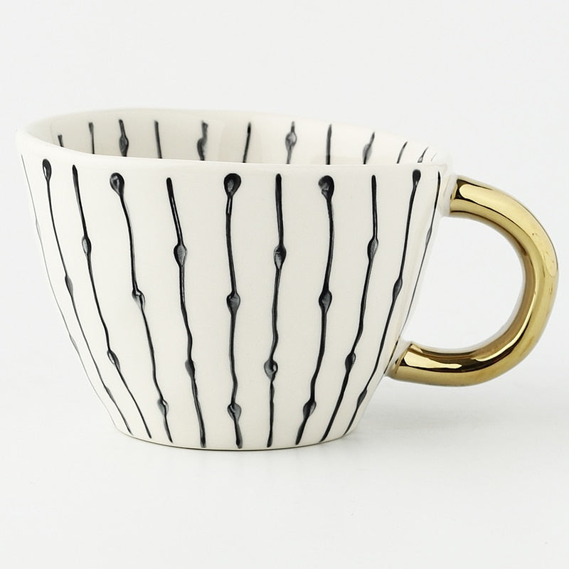 Ceramic Mugs With Gold Handle Handmade