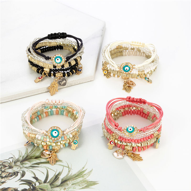 6 Pcs/Set Beads Fatima Hand Charm Bracelet