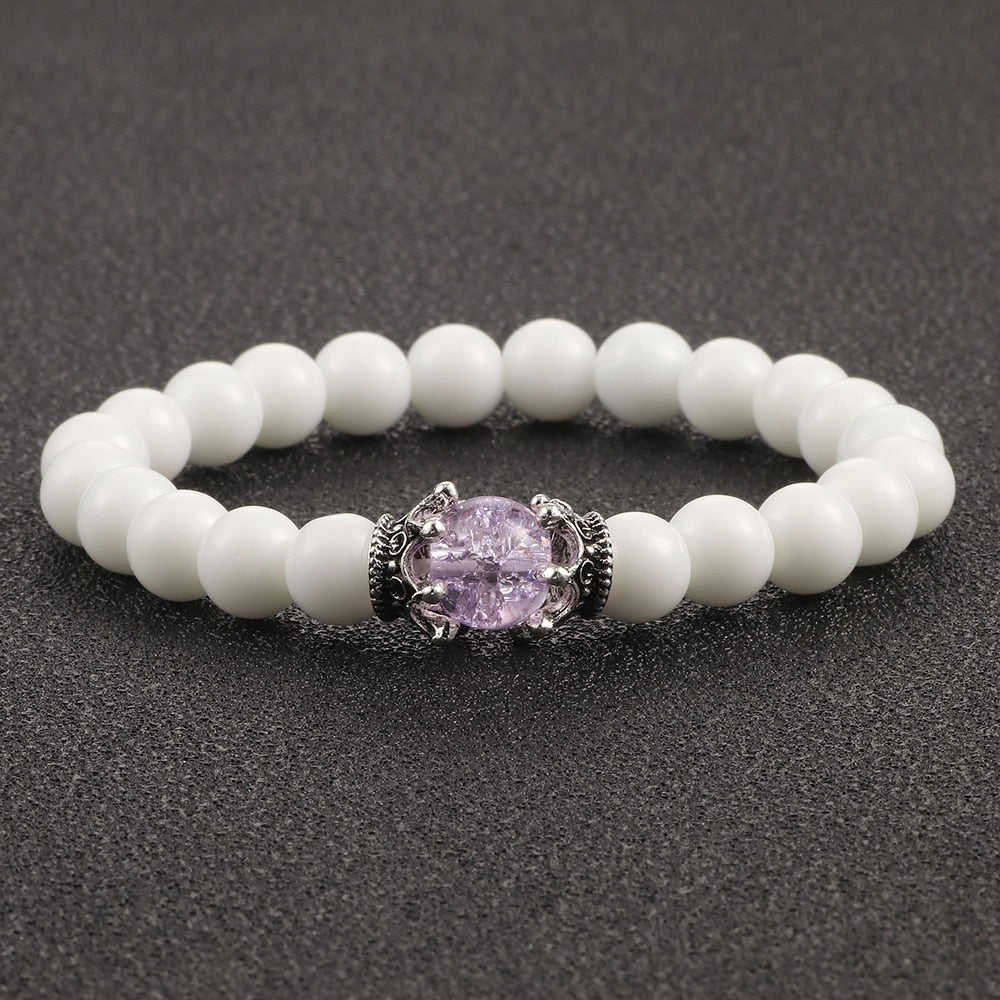 White Natural Stone Crown Beads Bracelets