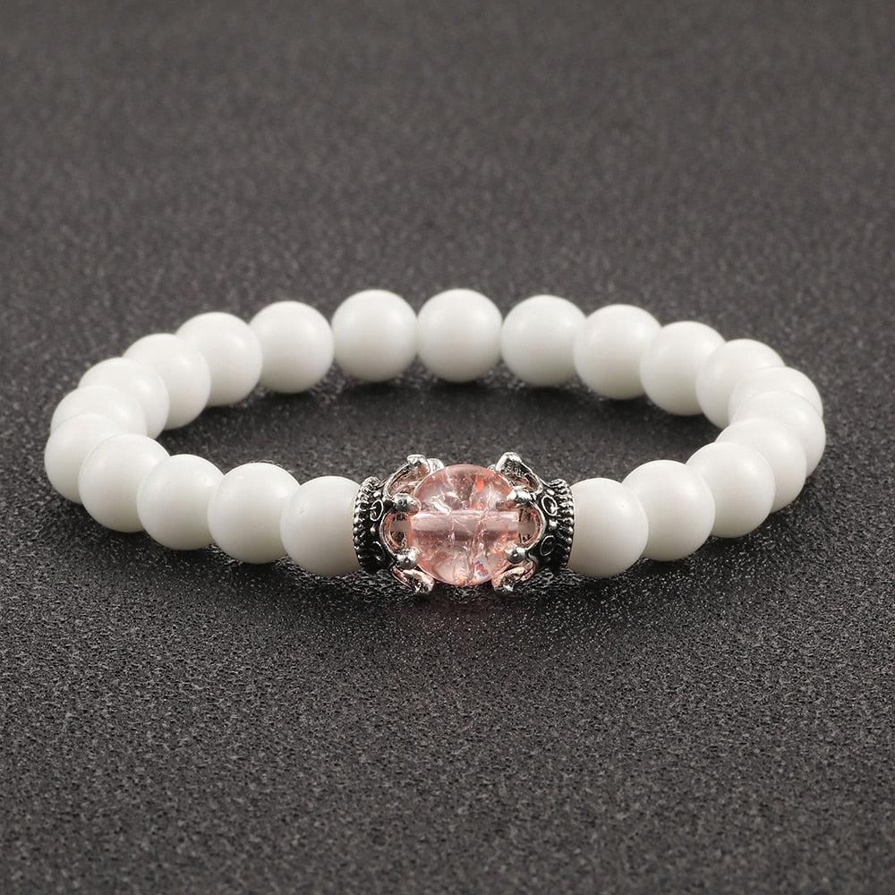 White Natural Stone Crown Beads Bracelets