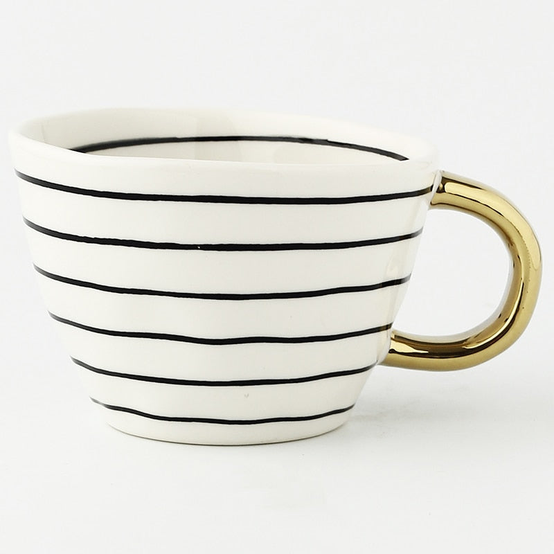 Ceramic Mugs With Gold Handle Handmade