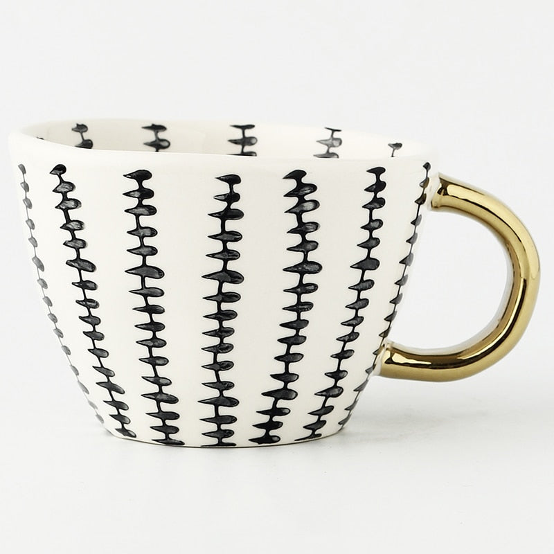 Ceramic Mugs With Gold Handle Handmade