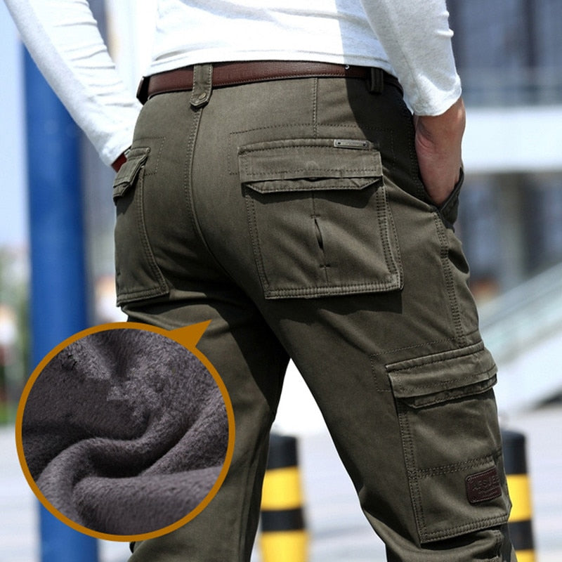 Pantaloni cargo caldi in pile a 6 tasche