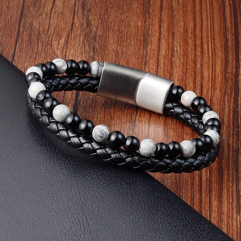 Charm Rope Stainless Steel Magnetic Natural Stone Braclet