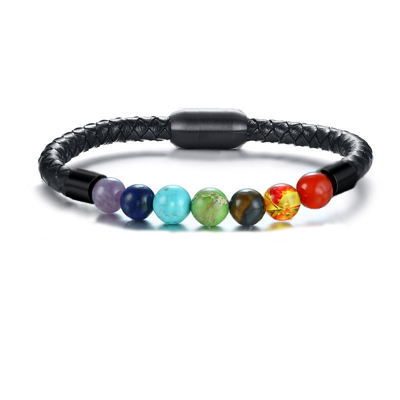 Titanio Acero Hombre Chakra Joyas Venta al por mayor Pulsera de acero inoxidable