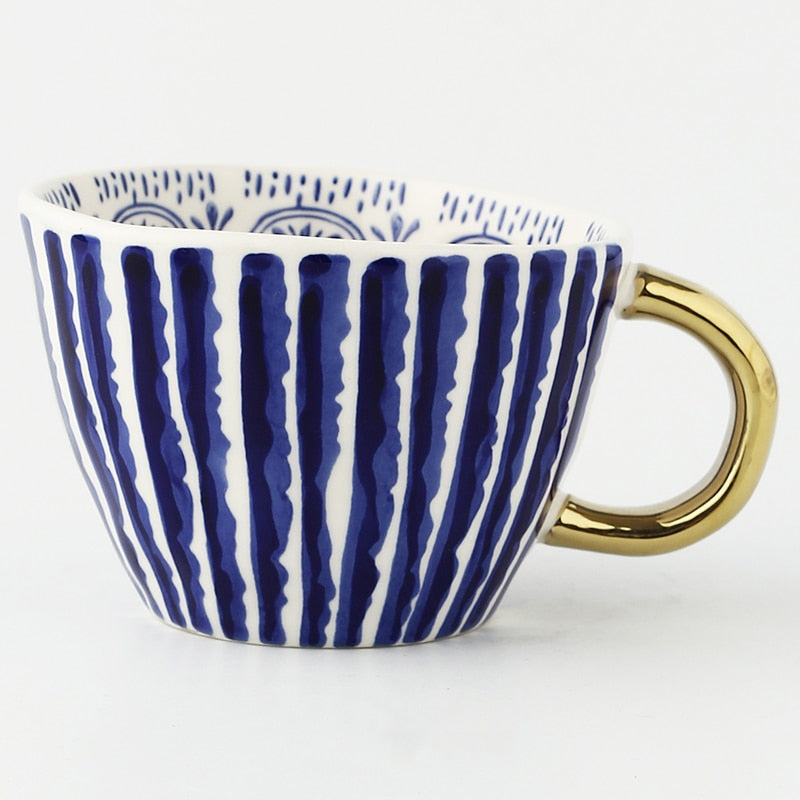 Ceramic Mugs With Gold Handle Handmade