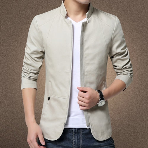 Mens Jacket Fashion Standing Collar Jacket Coat