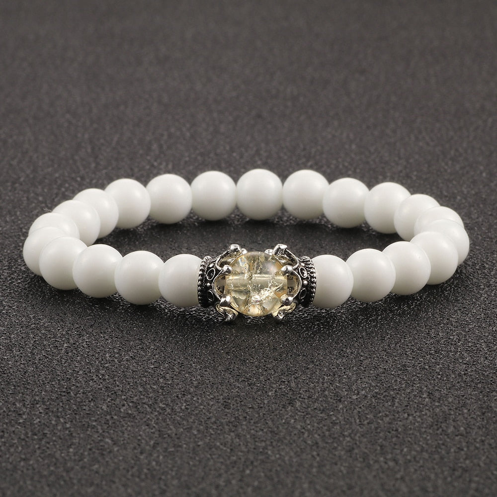 White Natural Stone Crown Beads Bracelets