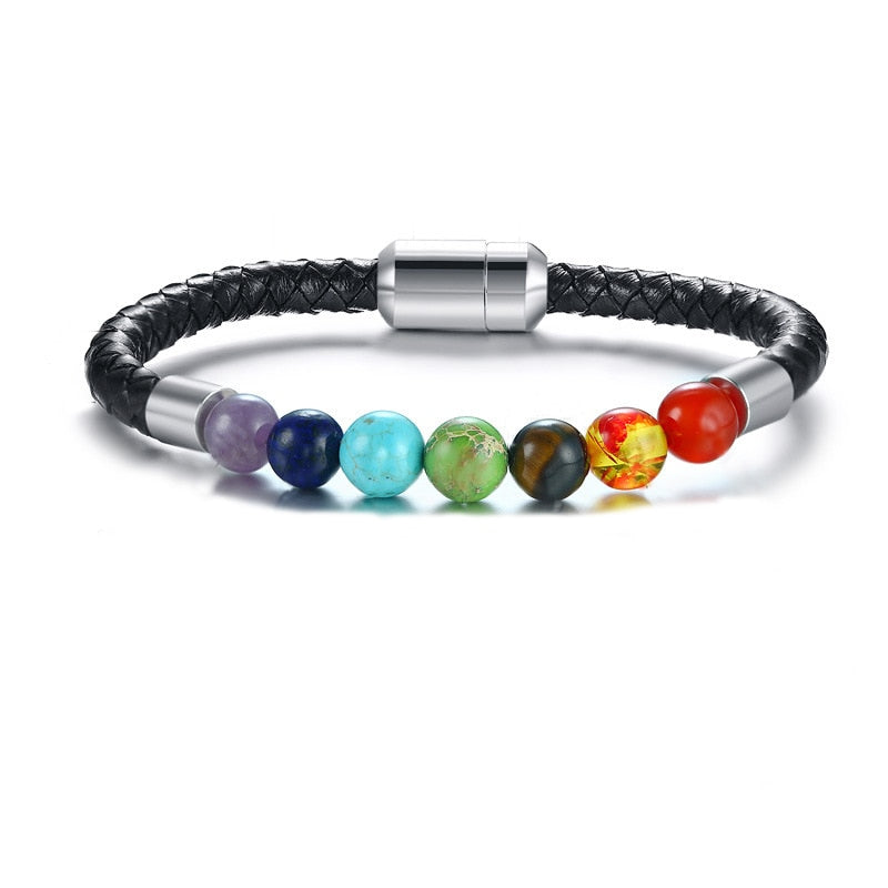 Pulseira de atacado de joias de aço inoxidável com chakra masculino de aço titânio