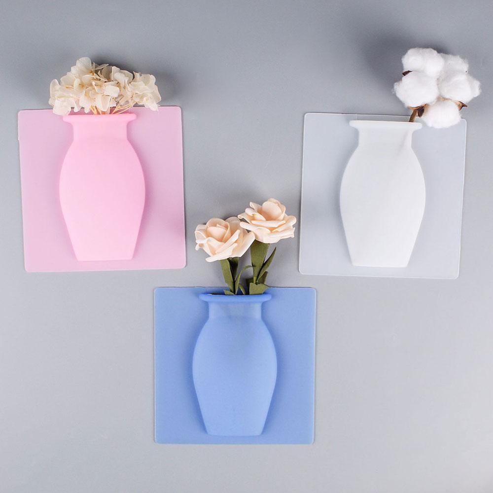 Autocollants de vase en silicone pour bouteille de fleurs à suspendre au mur