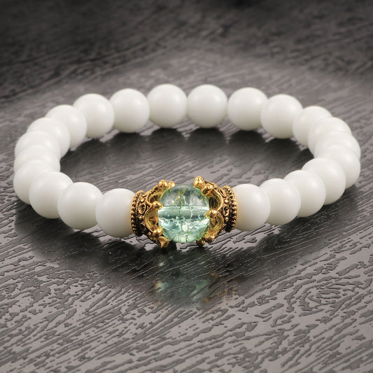 White Natural Stone Crown Beads Bracelets