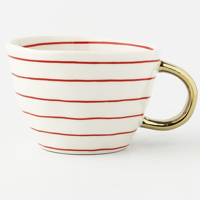 Ceramic Mugs With Gold Handle Handmade