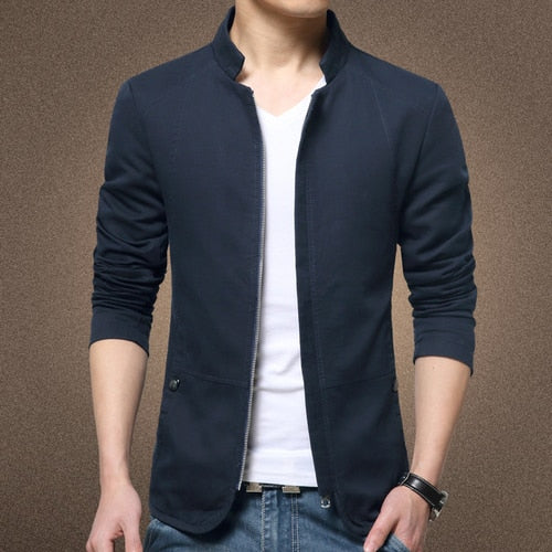 Mens Jacket Fashion Standing Collar Jacket Coat