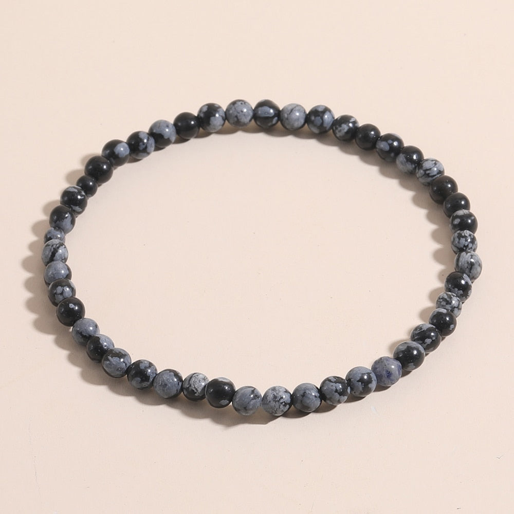 OAIITE 4mm Natural Stone Beads Bracelet