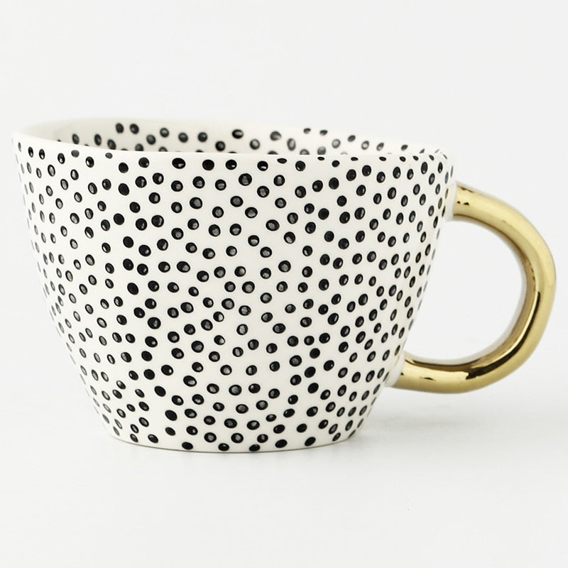 Ceramic Mugs With Gold Handle Handmade