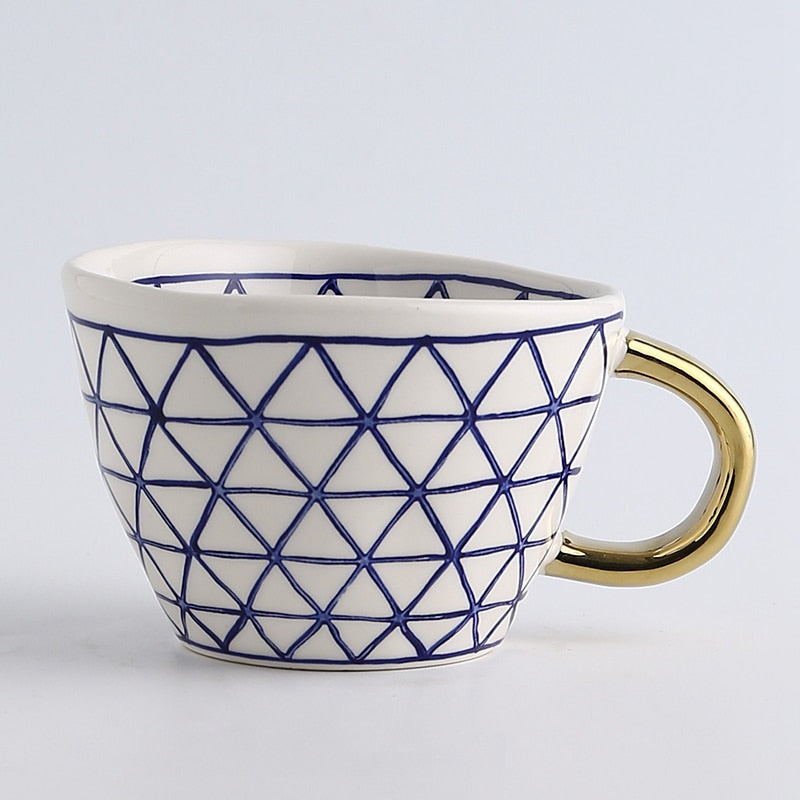 Ceramic Mugs With Gold Handle Handmade